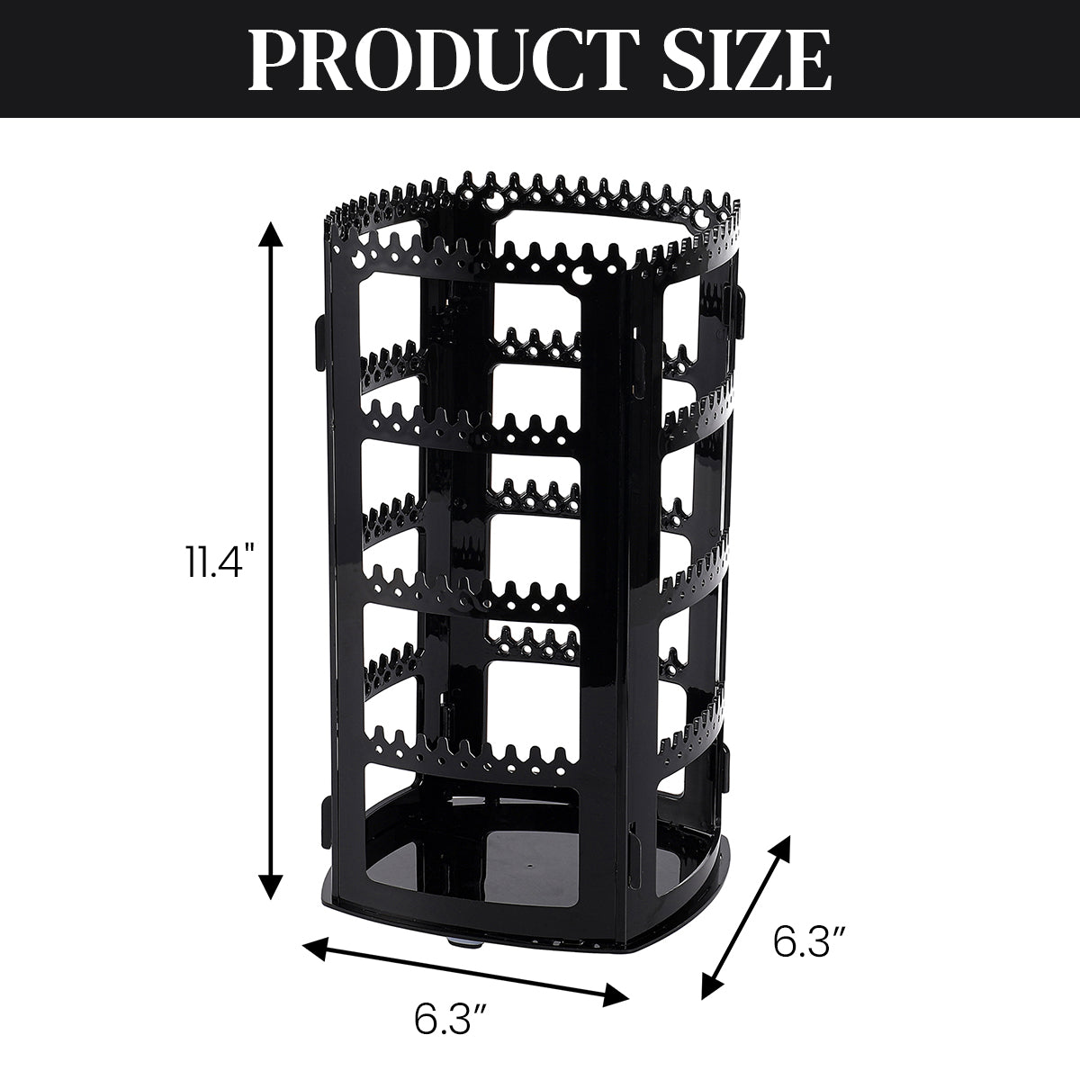 HASTHIP 360 Rotating Earring Holder and Jewelry Organizer, 4 Tiers Jewelry Rack Display Classic Stand, 156 Holes and 160 Grooves for Necklaces Earrings Piercings (Black)