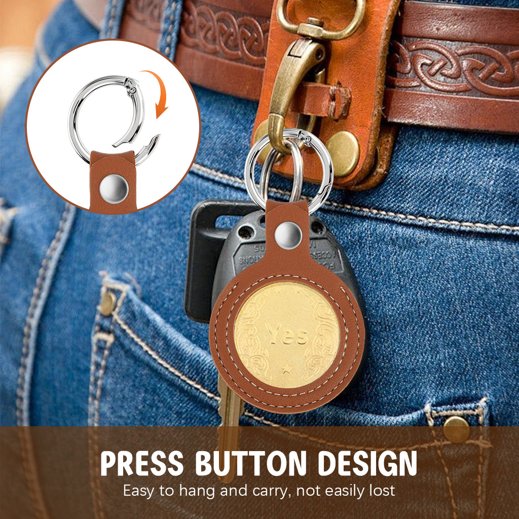 PALAY 2Pcs Coin Holder Keyring 40mm Dia PU Token Coin Holder Keyring Creative Token Currency Collectiable Luck Coin Holder Keyring Couple Gift Keyring Key Organizer