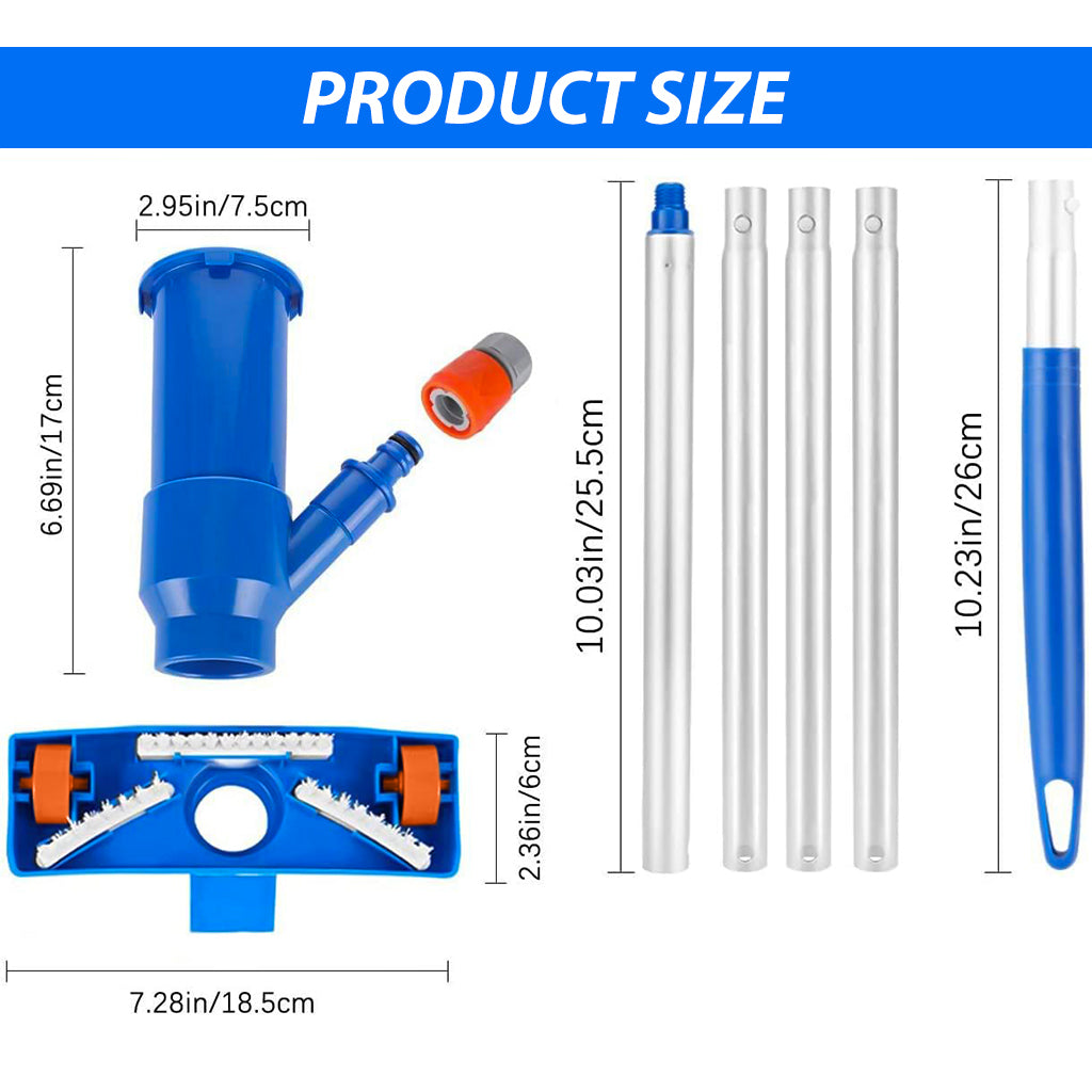 HASTHIP® Pool Cleaning Brush Kit Assembly Pool Vacuum Cleaning kit with Brush Cleaning Head & Filter Bag Sparkling Pool Cleaning Kit