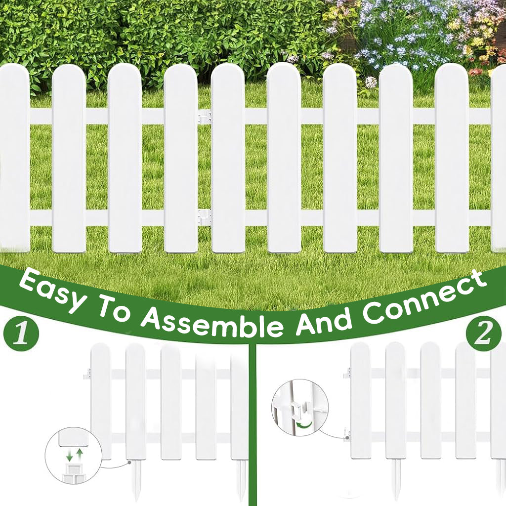 HASTHIP 6Pcs Garden Fences 50x30cm Connectable Plastic Fences Decorative White PVC Garden Fences for Flower Bed, Garden, Green House, Porch