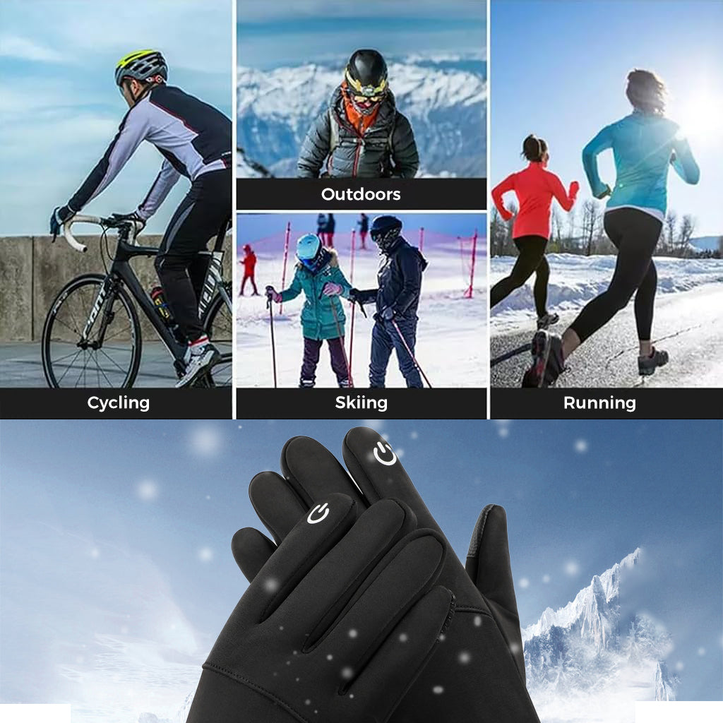 ZIBUYU® Hand Gloves for Winter, Black Cycling Gloves, Water-Repellent, Touchscreen Gloves, Windproof Running Gloves, Non-Slip for Men and Women, for Running, Cycling, Climbing