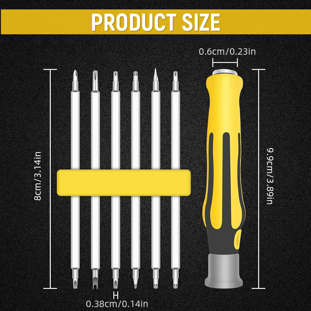 Serplex 12-in-1 Mini Screwdrivers Set, Small Screwdriver Tool Kit with 6pcs Dual End Dual End Driver Bits, 12 Different Screw Types Detachable Handle Design Alloy Steel Multipurpose Screwdriver Kit