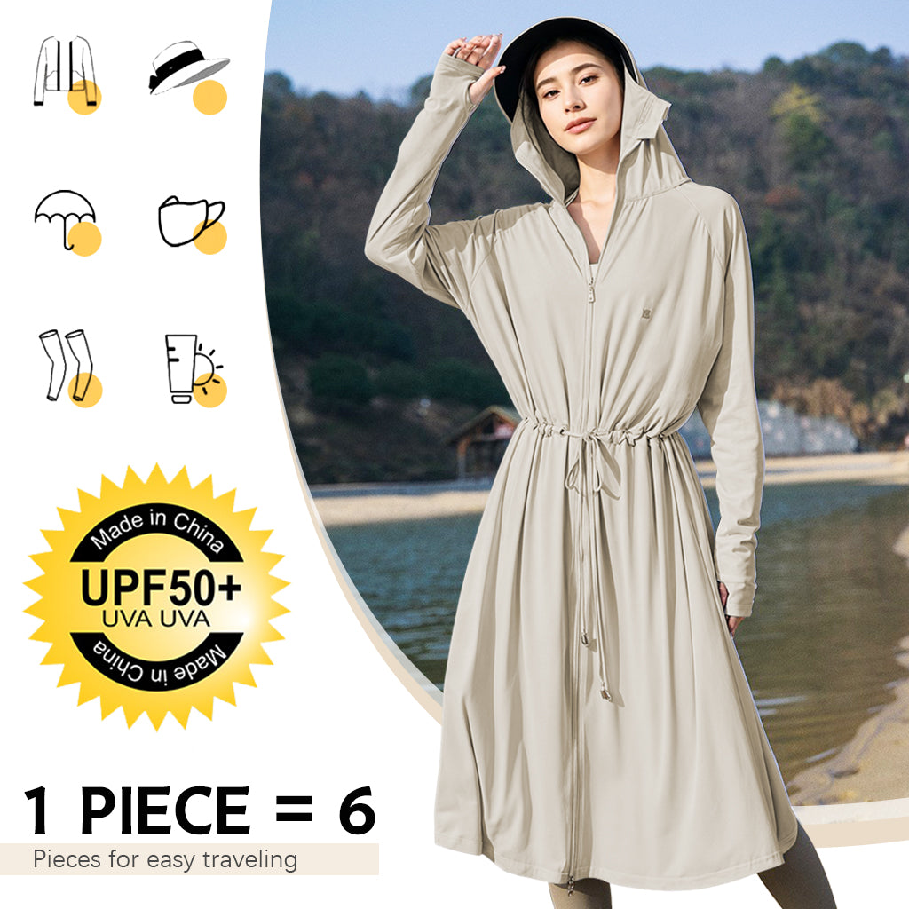 SANNIDHI Women's UPF50+ Sun Protection Hoodie Jacket Long Sleeve Swim Beach Cover Up Lightweight Zip Hiking Shirt Suit Coverups Quick Dry SPF Sun Jacket