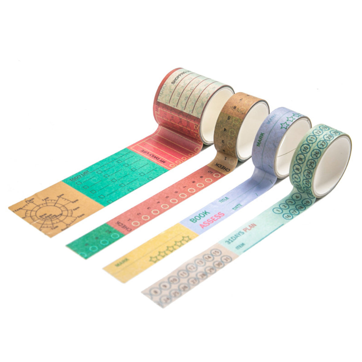 HASTHIP 4Pcs Planner Washi Tape Set - Decorative & Washi Tapes for Journaling, Scrapbooking, Tape Adhesive Decorative Washi Stickers, Planner Accessories, Gift Wrap Tape