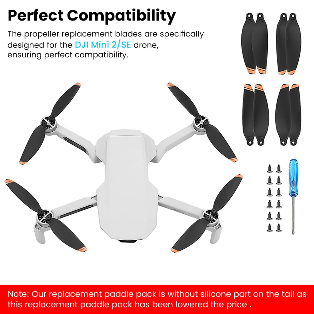 ZORBES DJI Mini 2 Propeller 8pcs DJI Mini 2 Propeller Blades Replacement for DJI Mini 2, Ultral Lightweight Silent Flight Propeller Set with Screwdriver and 12 Screws, No DJI Mini 2
