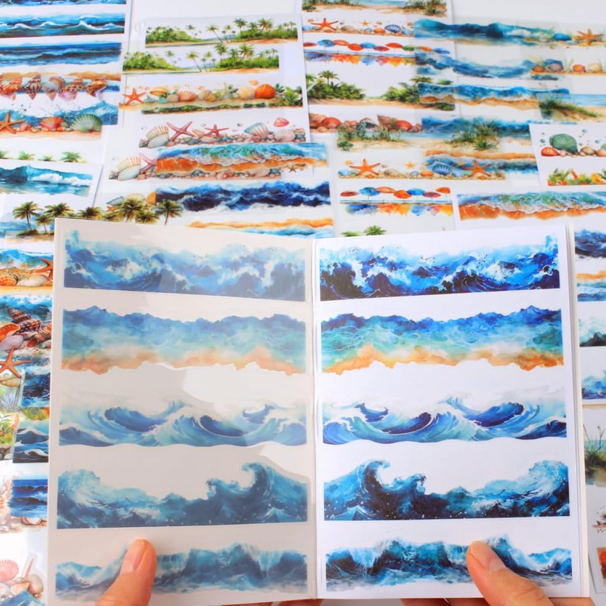 HASTHIP 20 Sheet Stickers Set, Beach and Sea Natural Landscape Themed Sticker Book for Journal, Vintage Stickers for Scrapbooking, DIY Crafts, Album