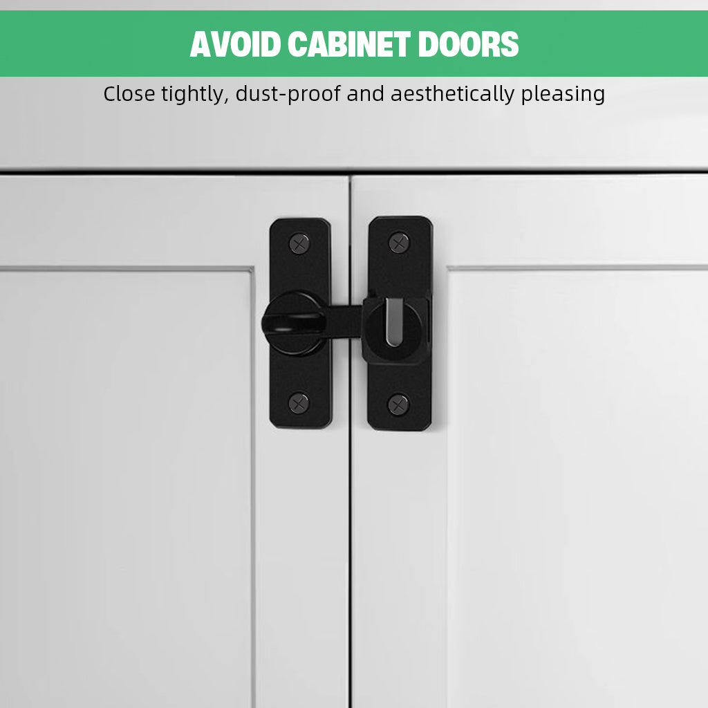 HASTHIP Door Latch Door Lock 90°/180° Latch Lock Aluminum Alloy Door Latch Lock No Drill Latch Lock for Gate, Door, Closet, Cabinet, with Screw Packs and Installation Accessories, Black