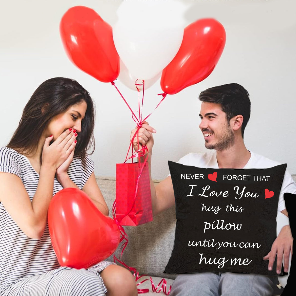 HASTHIP Lover Throw Pillow Cover Romantic Letter Print Flax Throw Pillow Cover 15.7x15.7inches Square Couch Pillow Cover, 1pcs, No Insert