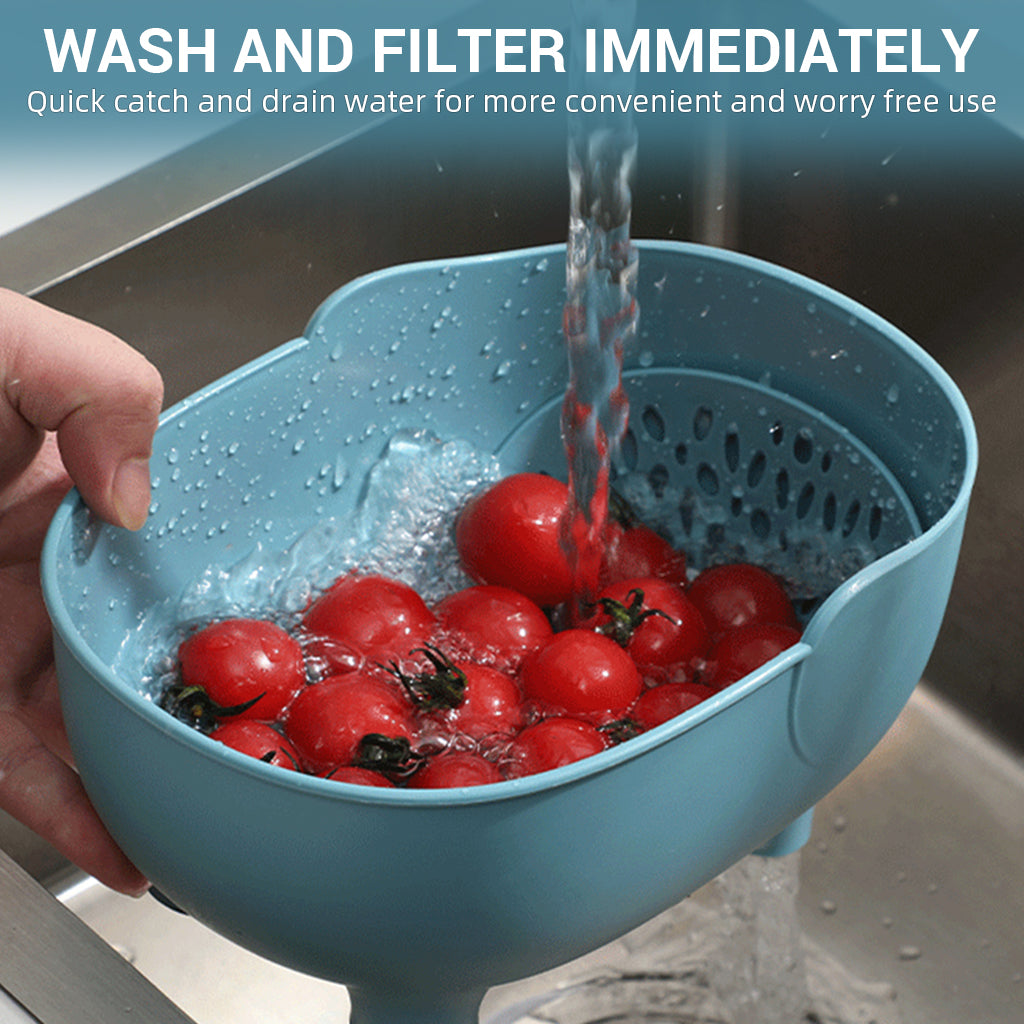 HASTHIP Vegetables Washing Basket Elephant Drainage Basket Fruit Basket for Draining Pasta Noodles Kitchen - Blue