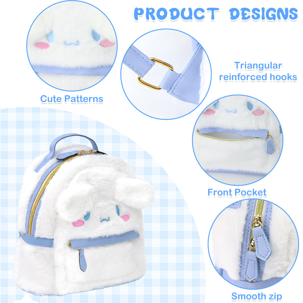 PALAY Cute Backpack for Girls Kawaii Girls Backpack Small Plush Backpack Cute Sanrio Cinnamoroll Bag with Handle Birthday Gift Christmas Gift for Girls, 23x24x12cm