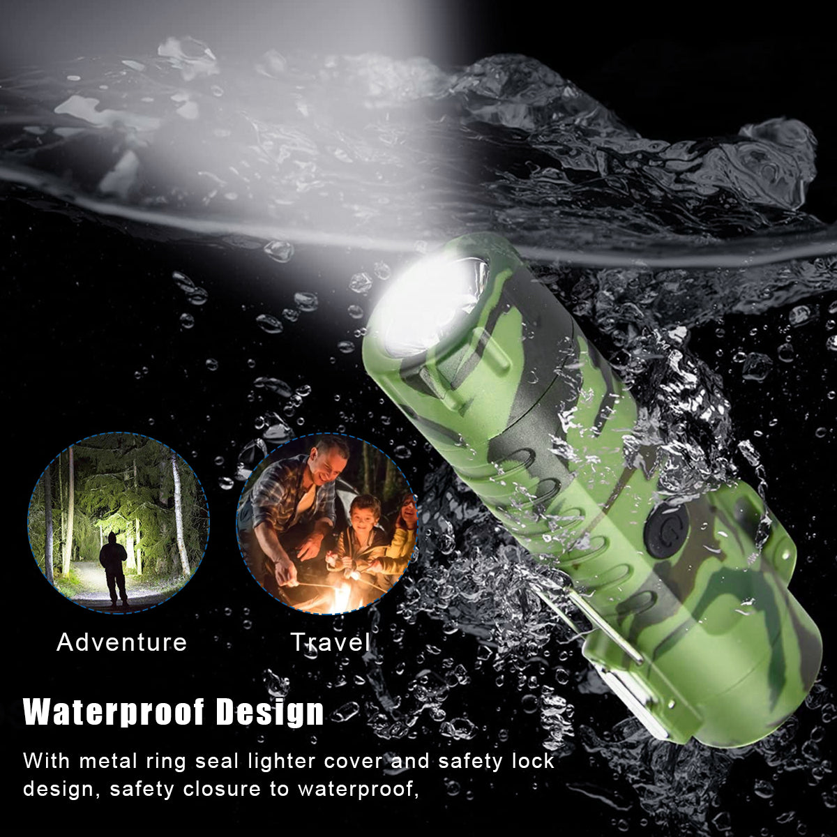 ELEPHANTBOAT® 3 in1 Electric Lighter with Flashlight and Compass, Windproof and Waterproof Rechargeable Dual Arc Plasma Beam Torch Lighter for Camping Hiking Adventure Survival Tactical Gear