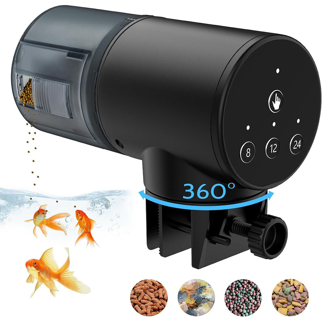 ZIBUYU Automatic Fish Feeder Dispenser for Aquarium: 200ML Large Capacity Auto Food Feed Dispensers Moisture Proof Fish Tank Feeding Timer for Vacation Holiday Week