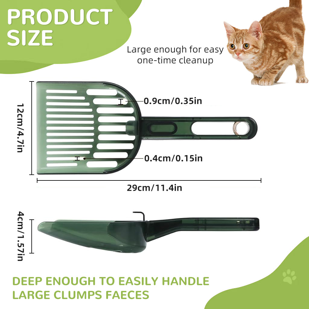 Qpets Cat Litter Scoop, Plastic Cat Litter Scoop Retractable Push Shovel Design Cat Litter Scoop Sieve Cat Litter Cleaning Scoop