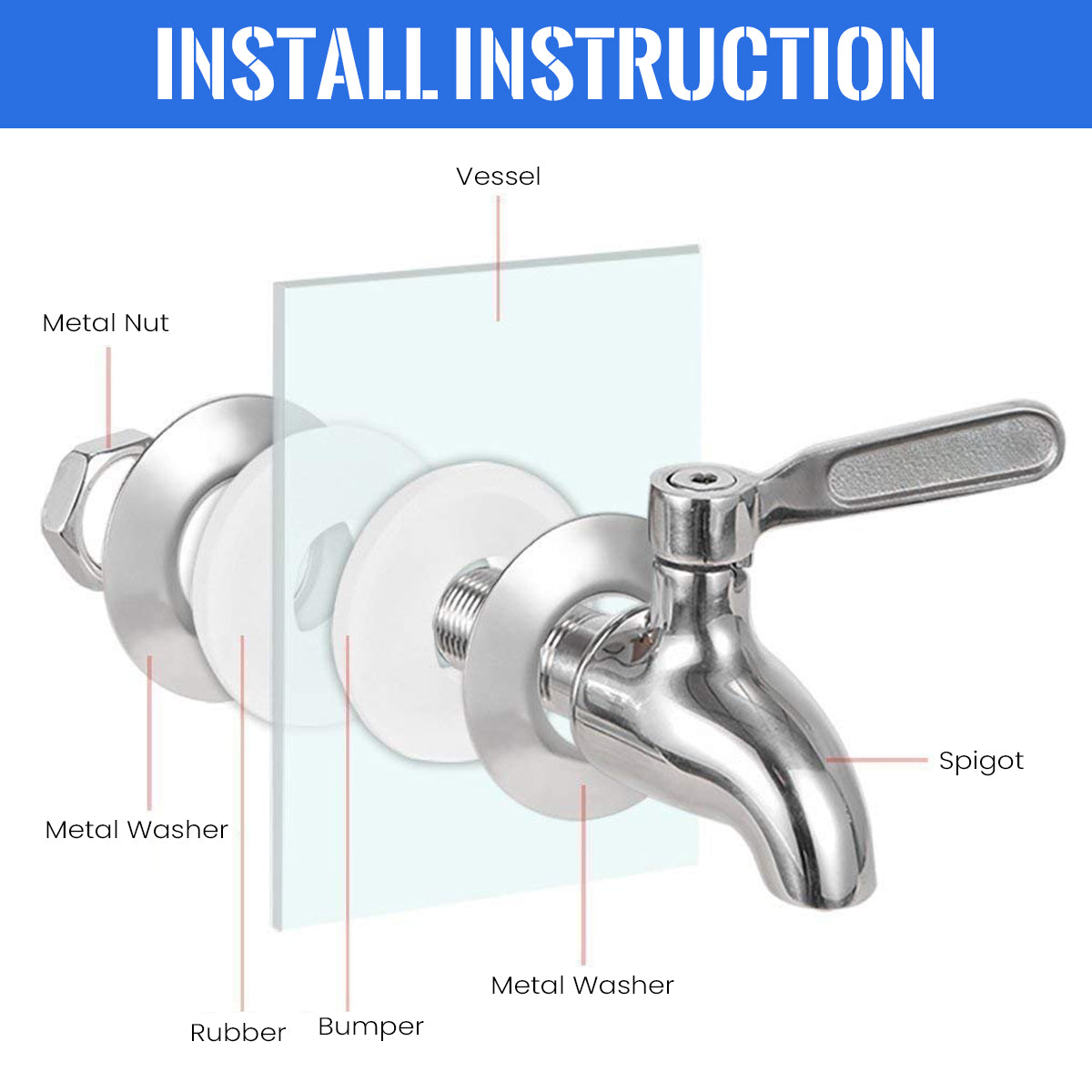 HASTHIP Beverage Dispenser Spigot 304 Stainless Steel Beer Juice Faucet Tap with Wrench Tool Food Grade Removable Reuseable Spigot for Beverage Dispensers, Wine Barrels, Jars, Drink Containters
