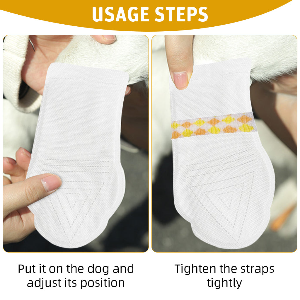 Qpets 20Pcs Small Dogs Walking Shoes Water Resistant Lining Design Non-woven Dog Boots Easy-tie Bandage Pet Palm Sleeve Cover for Walking Outdoor Shoes for Small Dogs, Puppys-Size S