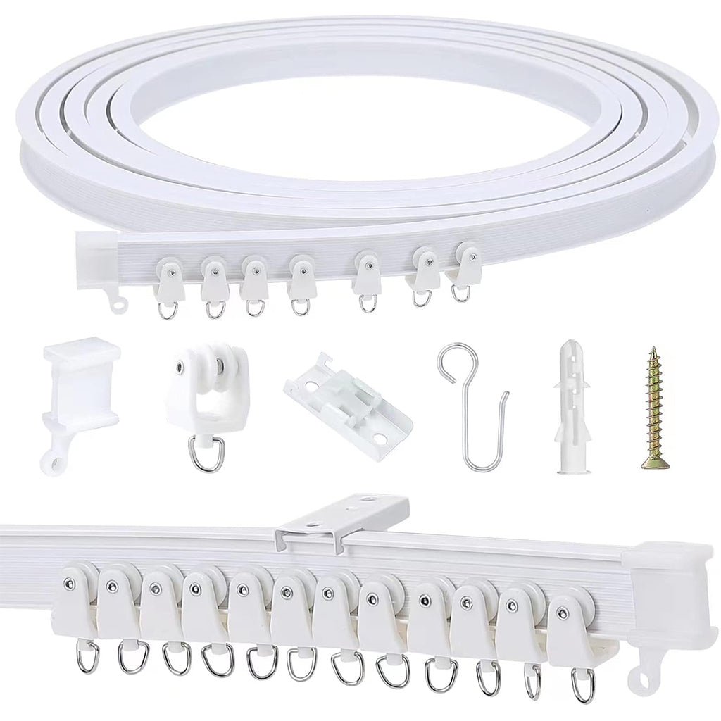 HASTHIP® 9.6ft/3m Flexible Ceiling Curtain Track, Curtain Ceiling Track, Ceiling Mount for Track Curtain System Universal Room Heavy Drape Curtain Mount Track, All Accessories Included