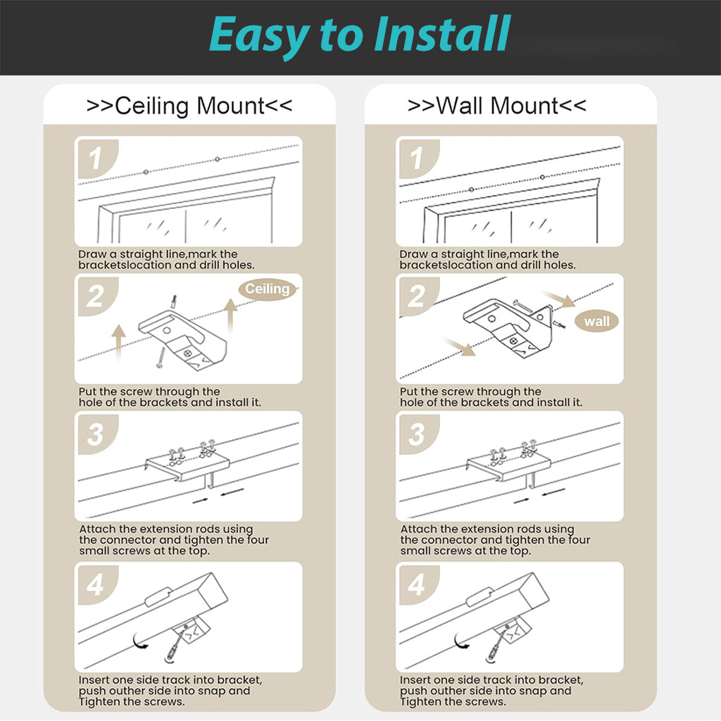 HASTHIP Curtain Track, Aluminum Alloy Ceiling Curtain Track, Ceiling Track for Curtains, Room Divider Curtain Rods, Curtain Track Rail Set with Silent Roller Hooks (Grey, 33.46-59In)