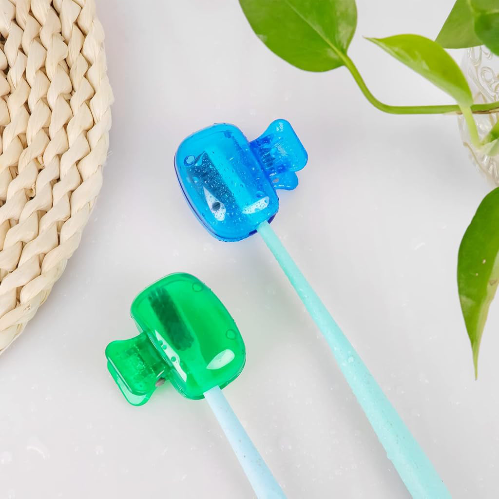 ZIBUYU 4 Pack Toothbrush Cover Case, Tooth Brush Cover Box with Ventilation, Holes Dustproof Clamp Caps for Toothbrush Protective Plastic Toothbrush Clip Cover for Household, Travel, Camping