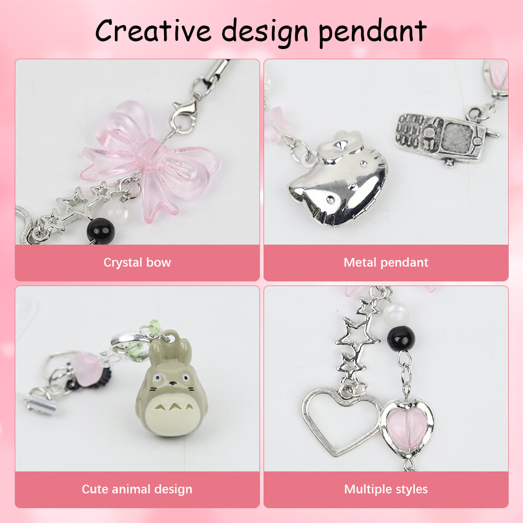 ZORBES 3 Pcs Butterfly Pendant Y2k Phone Charms Keychain Bag Strap Cool Cellphone Lanyard Keyrings Jewelry for Girls