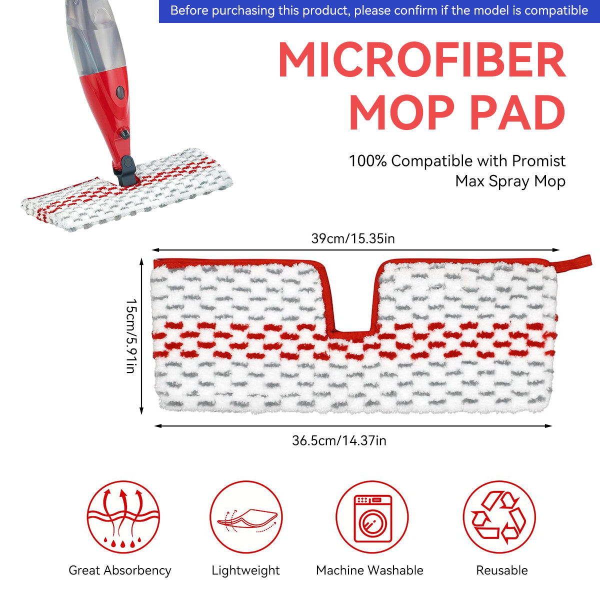 HASTHIP 4Pcs Replacement Mop Cloth for O-Cedar ProMist MAX Spray Double Sided Microfiber Mop Pads Washable and Reuseable Wet Dry Use Replacement Mop Pads Spare Mop Cloth.