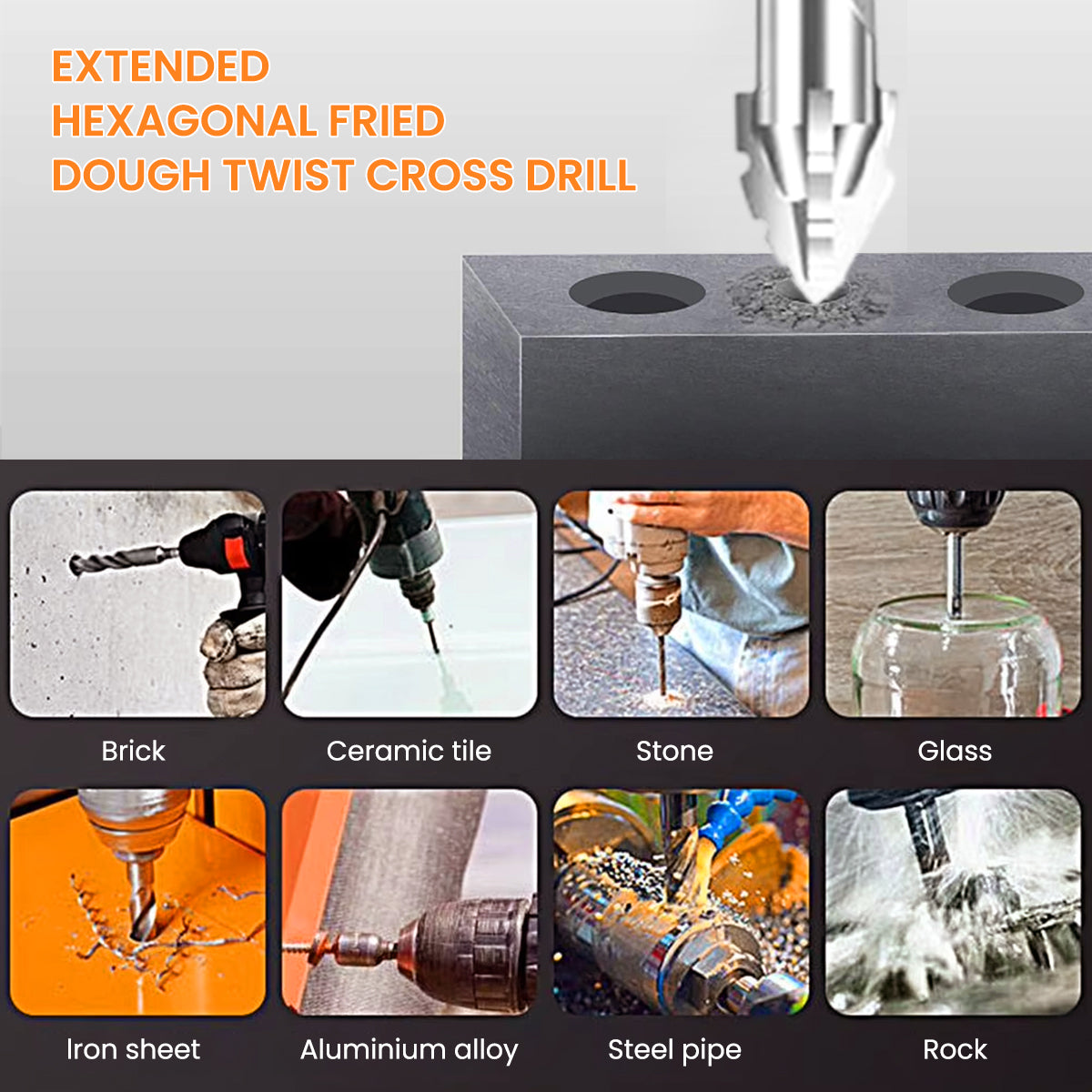 Serplex 7Pcs Alloy Steel Carbide Drill Bits for Ceramic Tiles, Ceramic, Glass, Marble, Concrete, 3/4/5/6/8/10/12mm High Impact 4-Edge Sawtooth Power Drill Bits Hex Shank Hole Opener Drill Bit