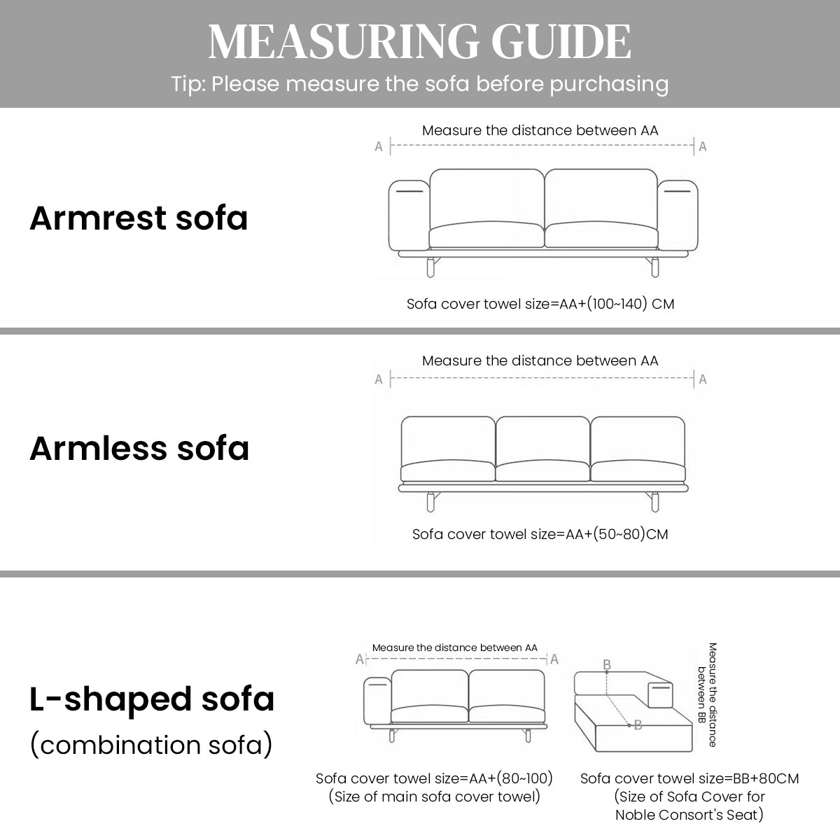HASTHIP Sofa Covers Couch Covers for 2 Cushion Couch Washable Decorative Sectional Couch Covers Sofa Slipcovers Loveseat Bed Throw Cover for Living Room, Bedroom, 70 * 70 inches