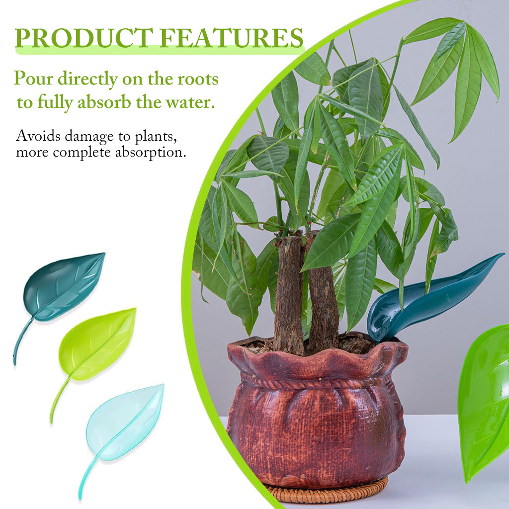 HASTHIP 3Pcs Small Plant Pot Watering Tools Slow Watering Tool Creative Decorative Leaf Shape Watering Gentle Watering Channel Funnel for Indoor Plants Small Desk Plant Office Plant