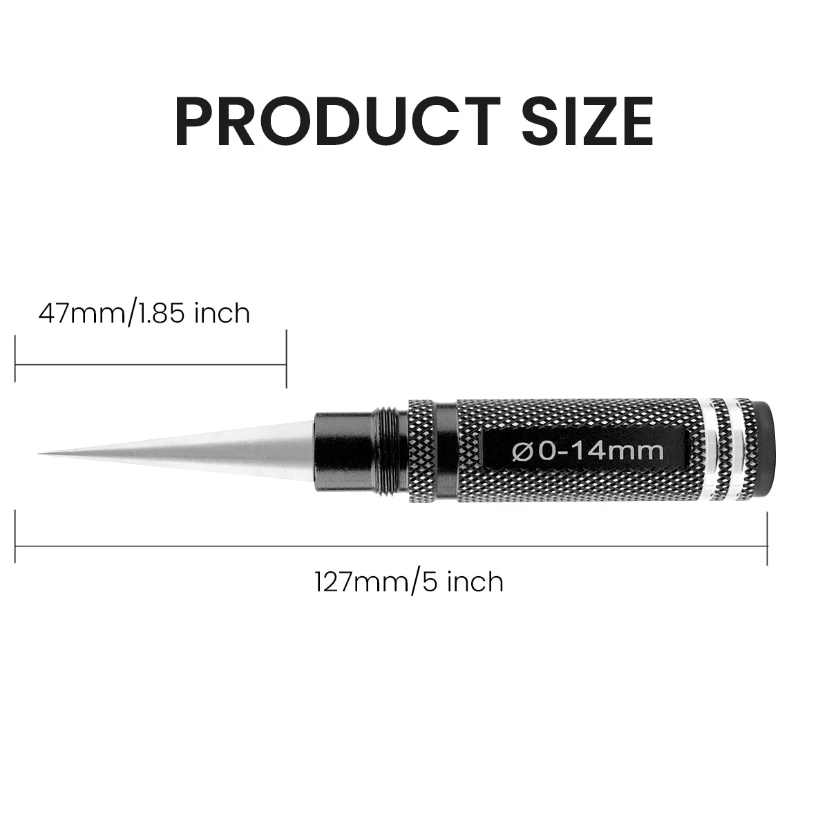 HASTHIP Stainless Steel Hole Puncher Reamer, 0-14 mm Diameter Cone Cutter Drill Bit with Anti-Slip Handle and Protective Case, Multi-Use Tool for Airplanes, Cars, Boats (Black)