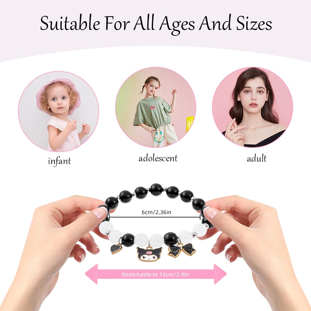 SANNIDHI 1 Pair Girls Friendship Bracelets Kuromi & Melody Bracelet Friendship Bracelet Fashion Cartoon Sanrio Bracelet for Girls Matching Kuromi Melody Bracelet Birthday Gift for Girls