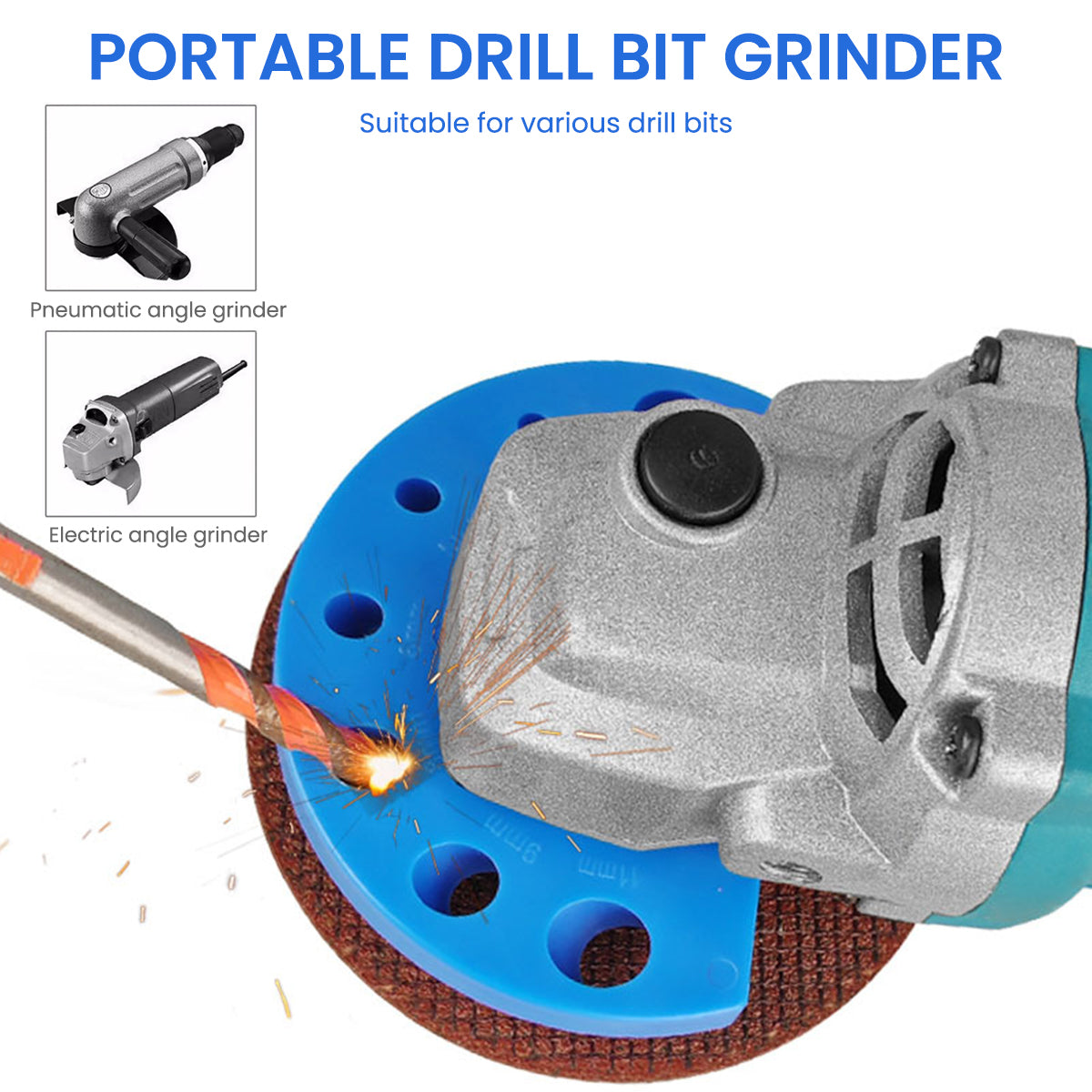 Serplex Drill Bit Sharpener for Multi Sizing (4mm-11mm) Twist Drill Bits, Drill Bit Grinding Attachment, Power Drill Bit Sharpeners, Multi-Size Drill Bit Grinder for Giant Blade Angle Grinder