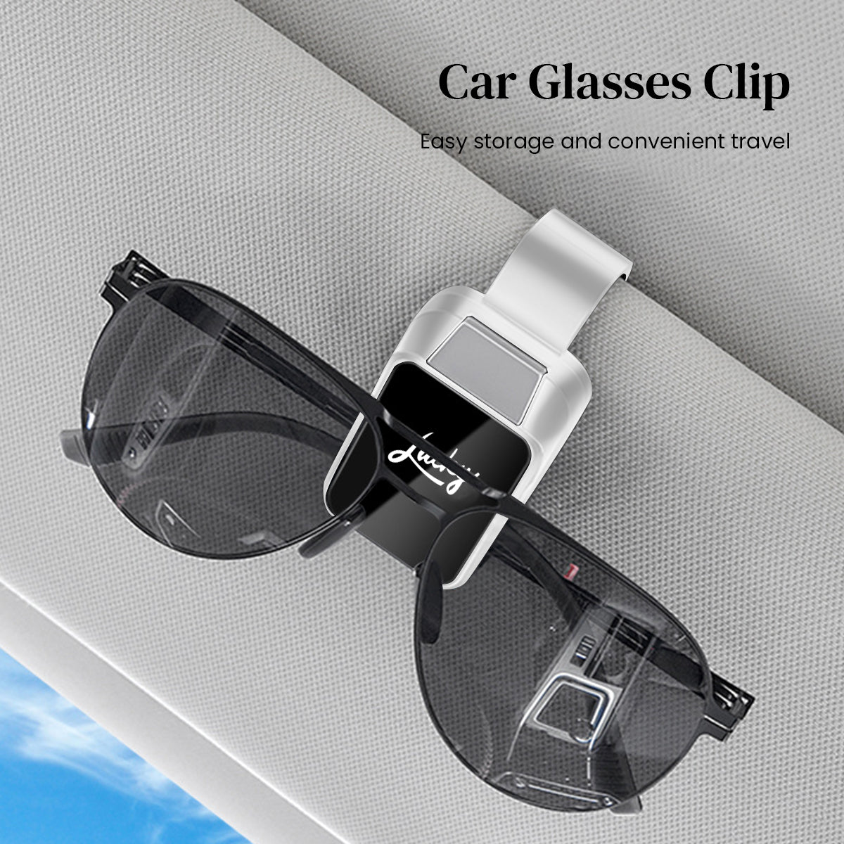 STHIRA® Universal Car Sunglasses Holder Sunglasses Clip Holder for Car Sun Visor Secure Lock Sunglass Holder with One-Button Unlock, Anti-Scratch Sponge, Space-Saving Sunglass Holder for Car