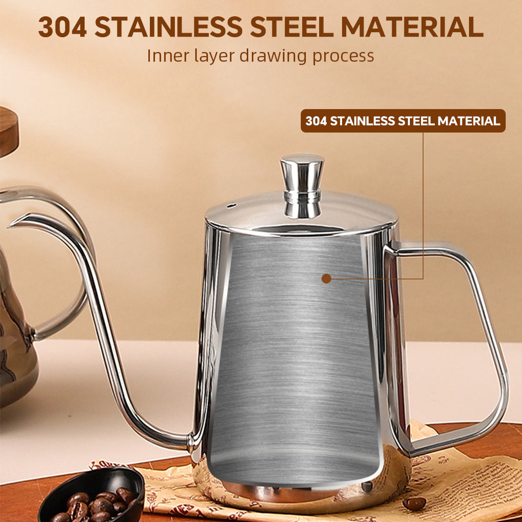 HASTHIP Pour Over Coffee Gooseneck Water Kettle with Lid 350ml Stainless Steel Coffee Pot Gooseneck Kettle Hand Drip Kettle Pour Over Coffee