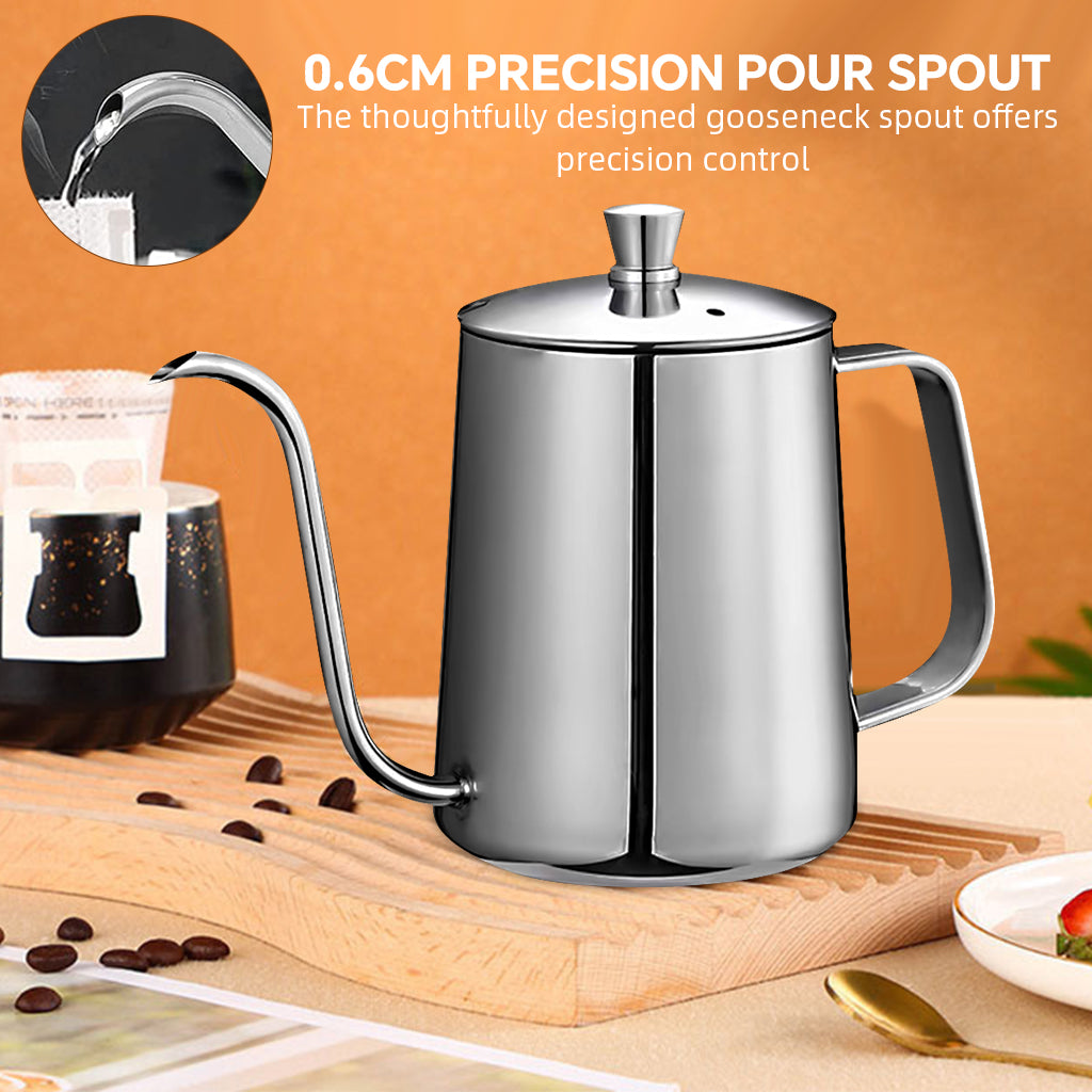 HASTHIP Pour Over Coffee Gooseneck Water Kettle with Lid 350ml Stainless Steel Coffee Pot Gooseneck Kettle Hand Drip Kettle Pour Over Coffee