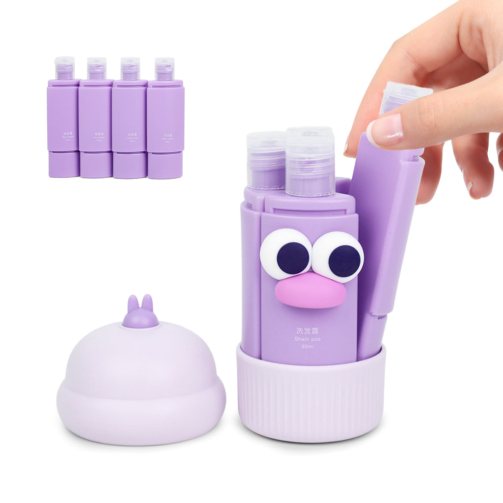 MAYCREATE Travel Bottles Set, 4Pcs 60ml Silicone Travel Bottles Modular Toiletries Containers Leaking Proof Flip-up Lids Design for Shampoo, Shower Gel, Body Lotion, Face Cream, Moisturizer
