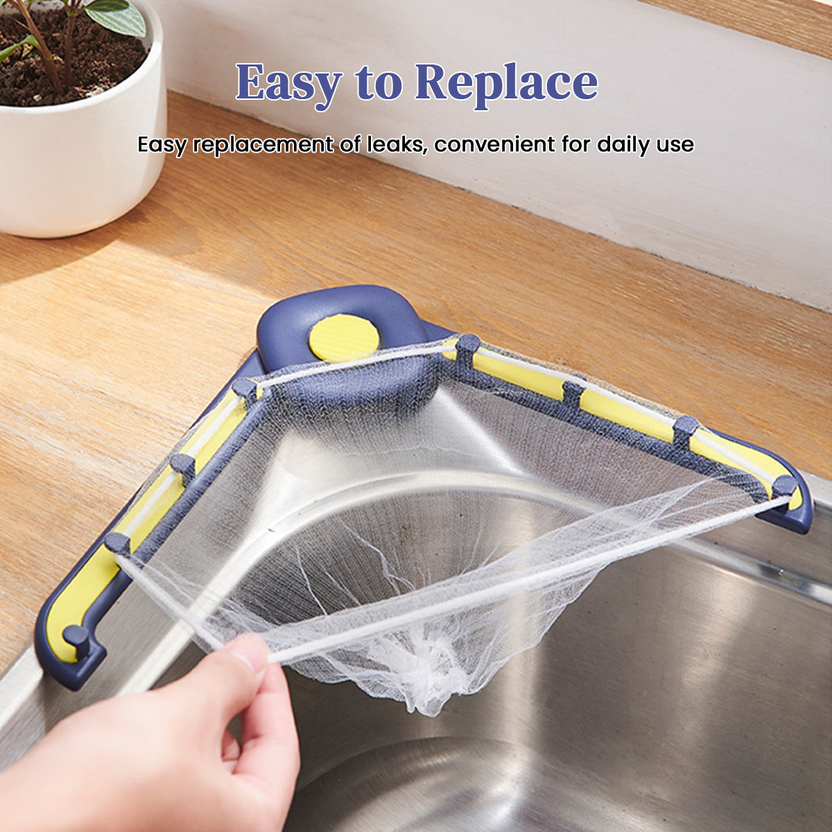 HASTHIP Kitchen Sink Strainer With 50Pcs Filter Mesh Bags Self Adhesive Folding Sink Strainer Dish Cloth Rack Metal Modern Kitchen Sink Edge Disposable Residues Strainer