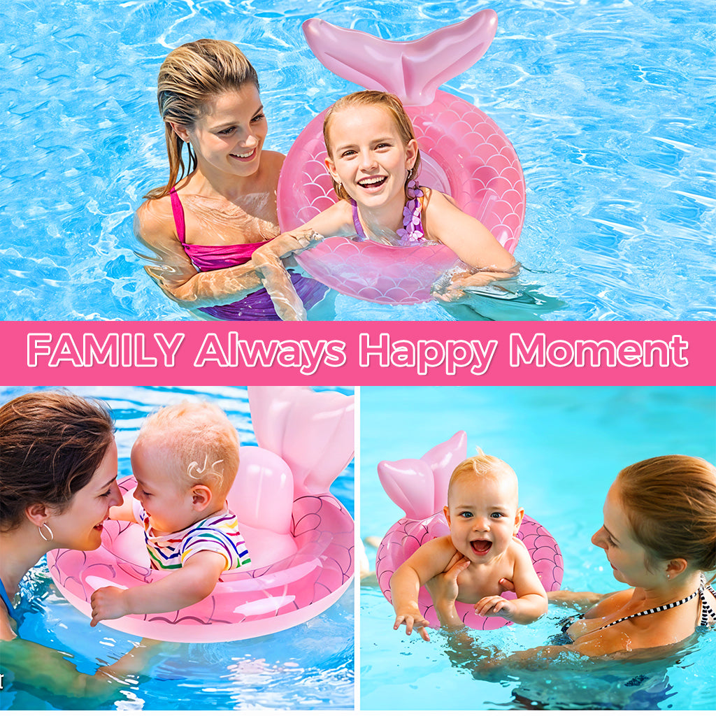 Proberos Baby Swimming Seat for Baby 6-48 Month Baby Mermaid Tail Baby Swimming Floating Seat with Dual Grips PVC Inflatable Swimming Pool Float Seat Baby Shower Party Pool Party Bathing Seat