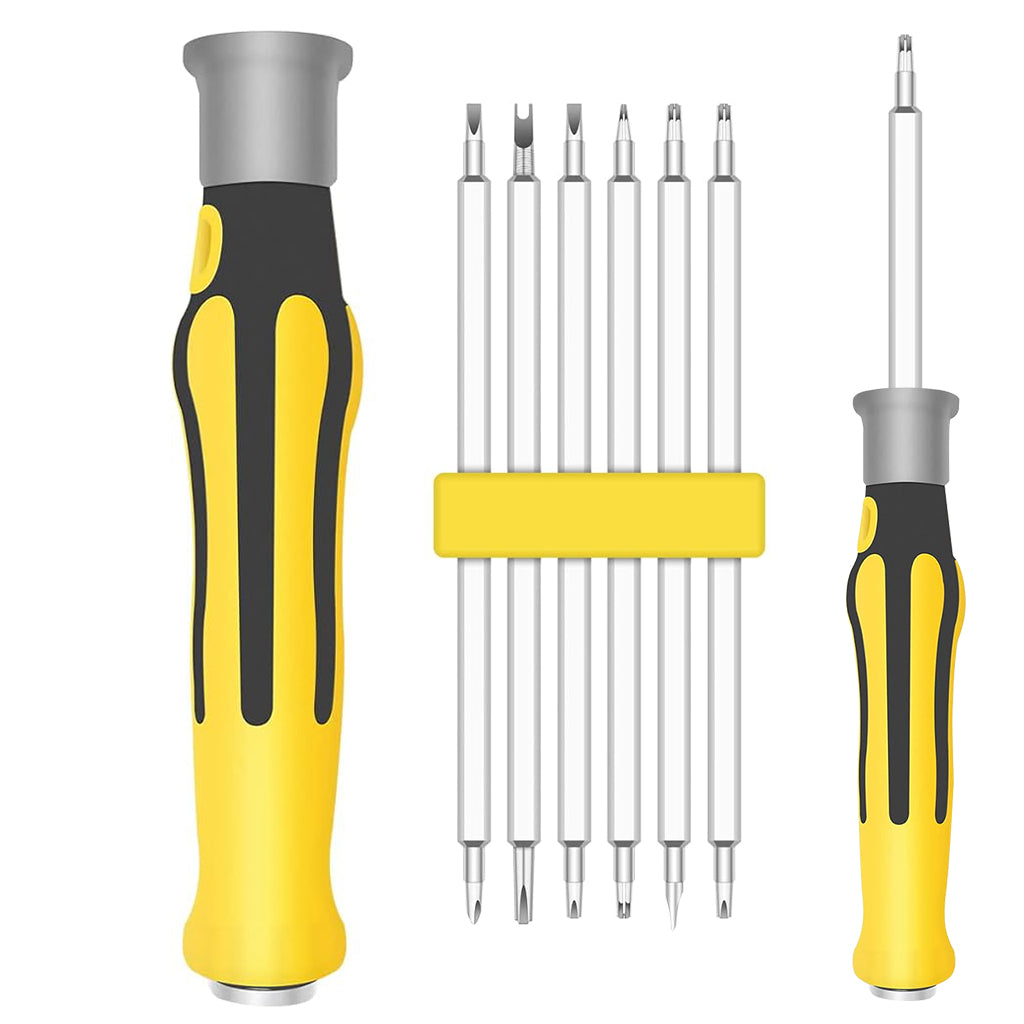 Serplex 12-in-1 Mini Screwdrivers Set, Small Screwdriver Tool Kit with 6pcs Dual End Dual End Driver Bits, 12 Different Screw Types Detachable Handle Design Alloy Steel Multipurpose Screwdriver Kit