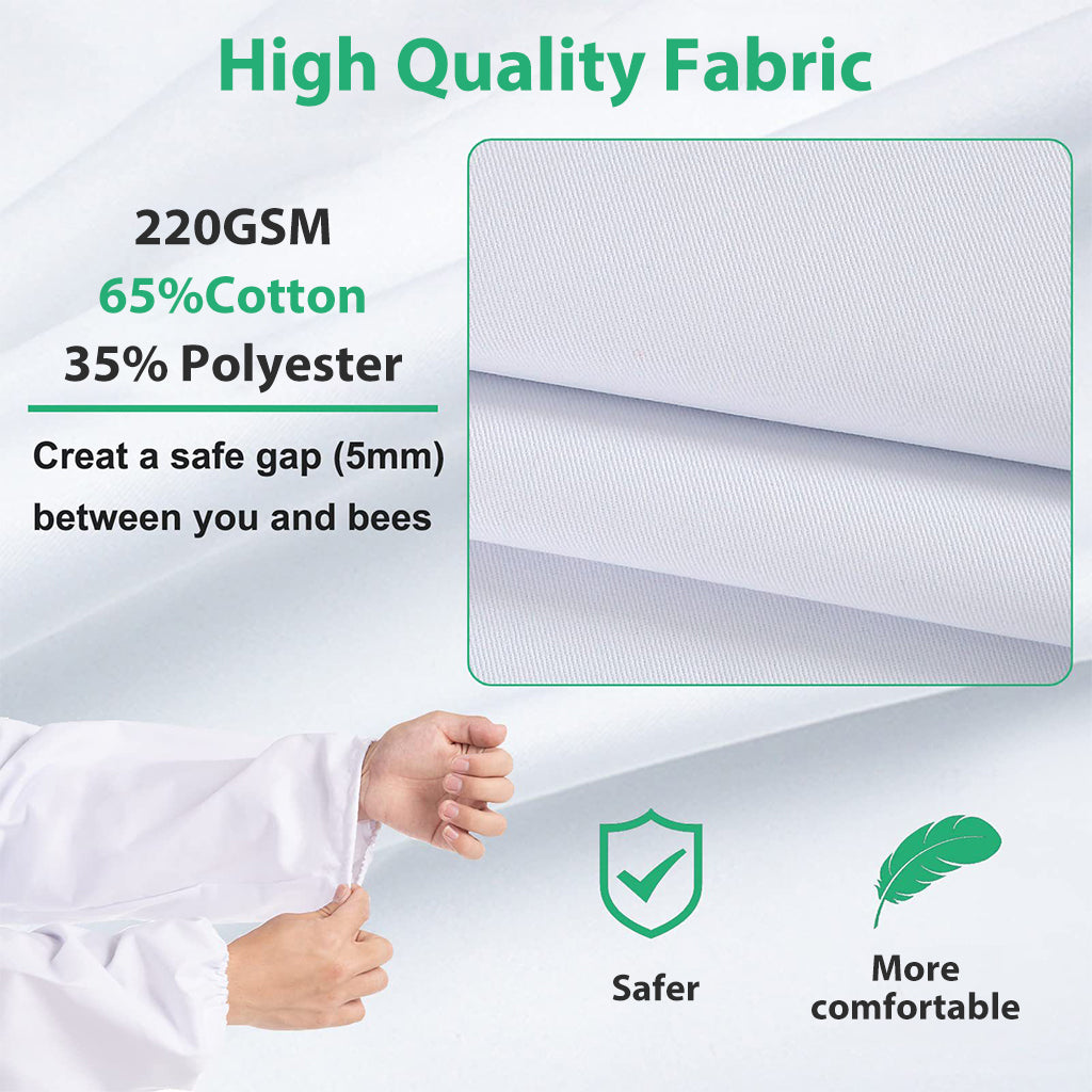 HASTHIP Bee Suit with Protective Mesh Face Cover Hood Zip Up Long Sleeve Jumpsuit Breathable Outdoor Summer Bee Suit for 175-185cm Height Adult