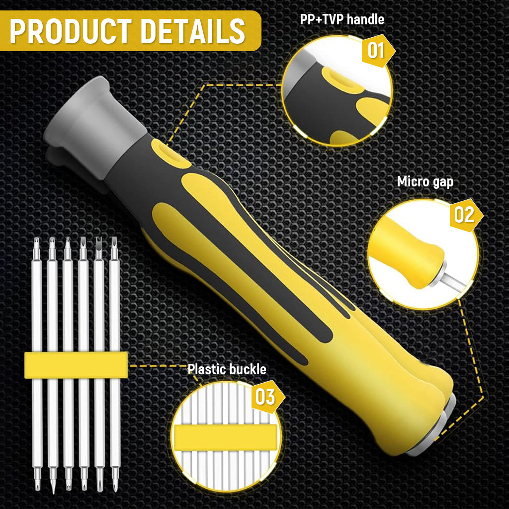 Serplex 12-in-1 Mini Screwdrivers Set, Small Screwdriver Tool Kit with 6pcs Dual End Dual End Driver Bits, 12 Different Screw Types Detachable Handle Design Alloy Steel Multipurpose Screwdriver Kit