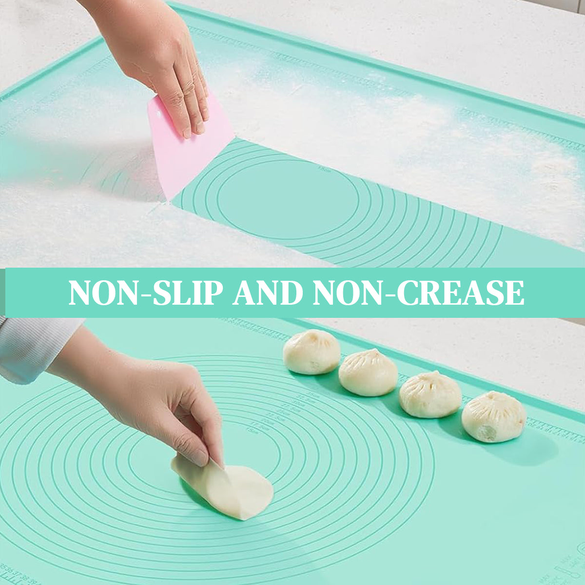 HASTHIP Silicone Pastry Mat with Elevated Edge 40x50cm Thicken Silicone Baking Mat Anti-slip Silicone Baking Mat Multi-purpose Non-stick Silicone Baking Mat for Kneading, Dough Proofing
