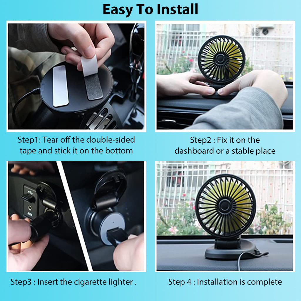 STHIRA Car Fan Cigarette Lighter Powered Fan for 12V Vehicle360° Rotatable Car Use Fan Portable Car Fan for 12V Cars, SUV Trucks, Boats, Sightseeing Car