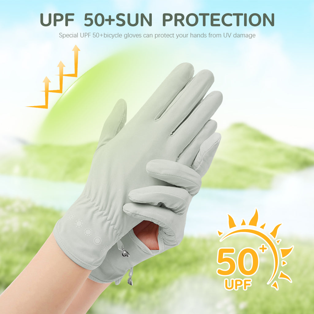 SANNIDHI Hand Gloves for Sun Protection Gloves for Women Bike Riding, UPF 50+ UV Protection Ice Cool Gloves, Grey Summer Gloves for Driving, Golfing (Elastic Cuff & Breathable Palm Design)