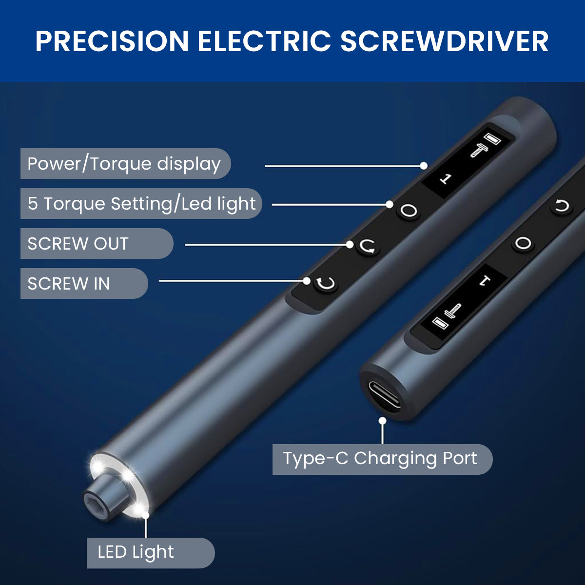 Serplex 49-in-1 Mini Electric Screwdriver Set with Carry Case, 5 Torque Precision Screwdriver with Light & LCD Display, Pry Bar, Tweezer, Precision Repair Kit for Phone, Camera, Laptop, Watch