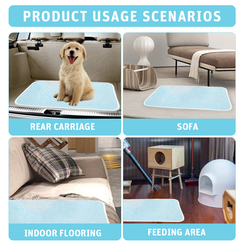Qpets Dog Cooling Mat, Summer Cooling Pad Sleeping Pad for Dogs Cats Ice Silk Blue Pets Cooling Pad Sleeping Cooling Mat