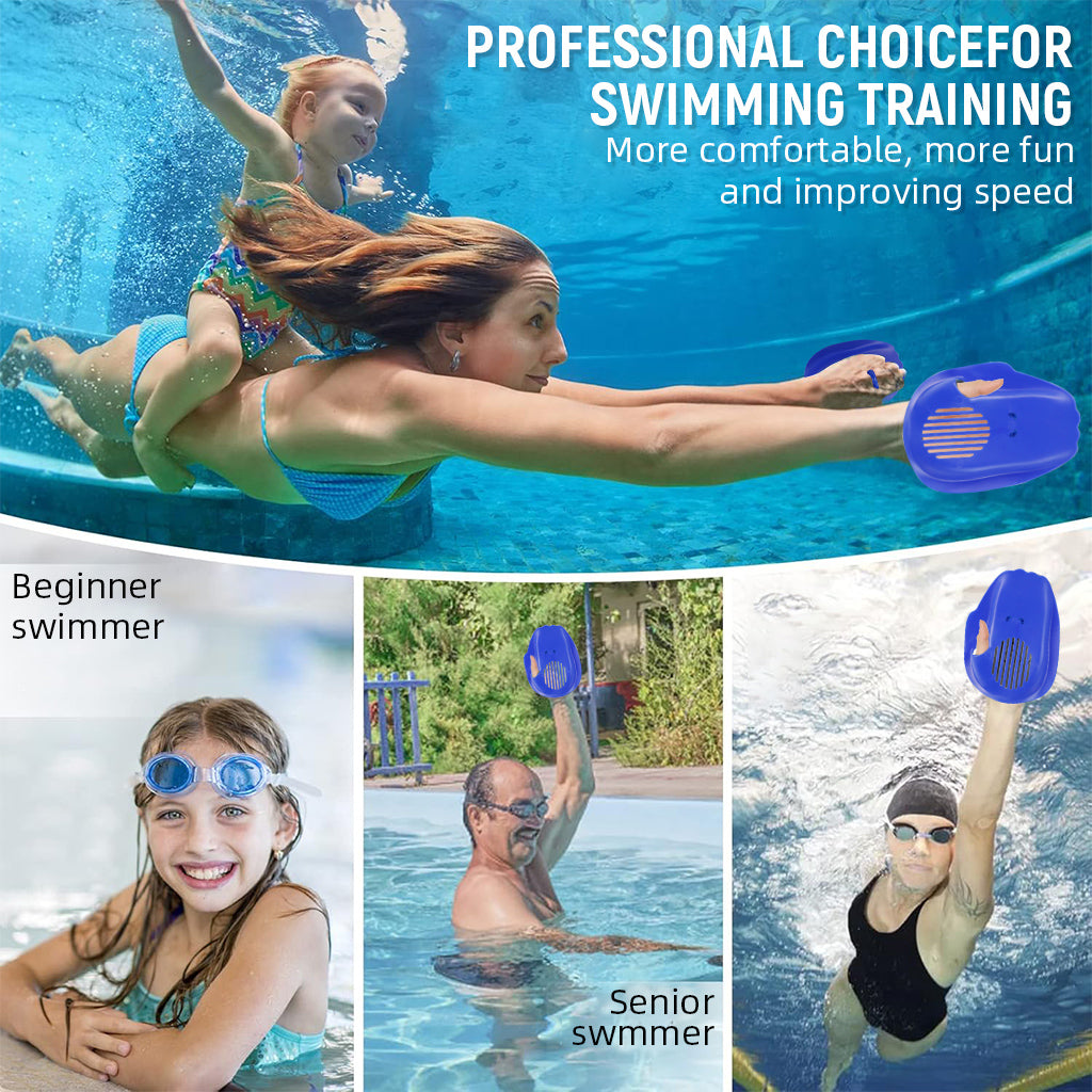 Proberos Beginners Hand Paddles for Teens & Adults Anti-slip Swim Paddles with Detachable Middle Finger Fastening Straps PC Swim Paddles for Strength and Endurance Building, 14.8x18.9cm