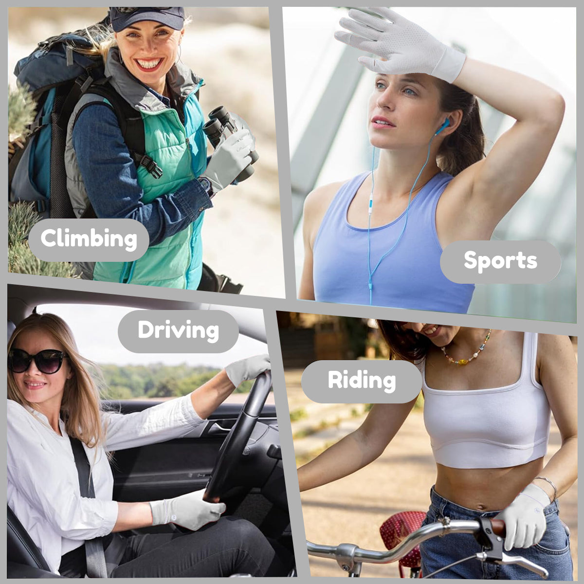 SANNIDHI Hand Gloves for Sun Protection Gloves for Women Bike, UPF 50+ UV Protection Ice Cool Gloves, Breathable Mesh Summer Gloves for Driving, Golfing (Grey)