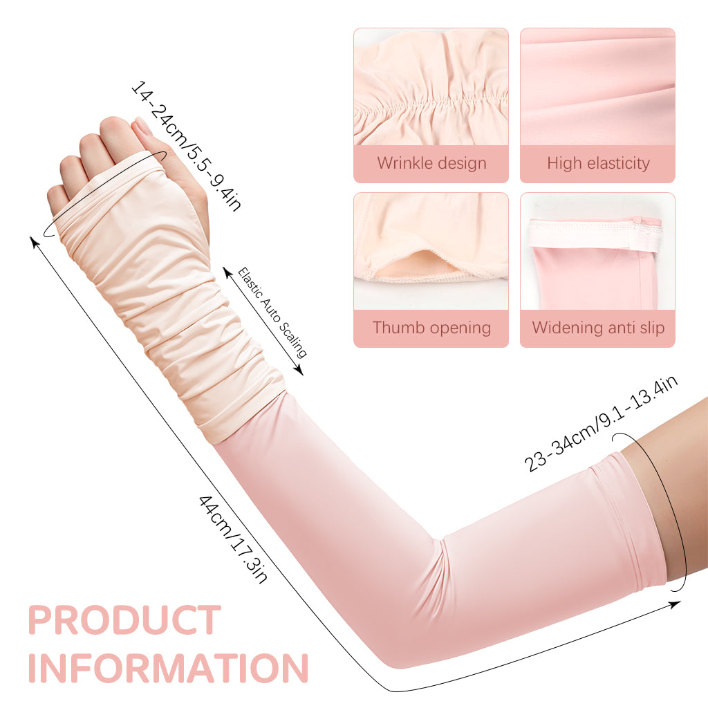 SANNIDHI Summer Arm Sleeves for Women UPF 50+ Sun Protection Breathable Nylon Ice Silk Quick Dry Stretchy Arm Sleeves Snug Fit Arm Sleeves with Thumb Loop, for Hiking, Riding, Driving, Golfing