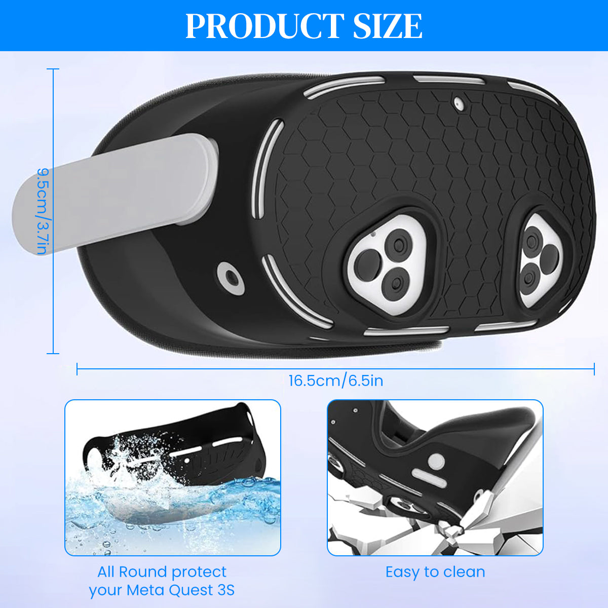 ZORBES Skin Cover for Meta Quest 3S VR Headset Anti-Scratch Silicone Cover Anti-Slip Honeycomb Pattern Design Snug Fit Protective Cover VR Headset Accessories, Only Cover