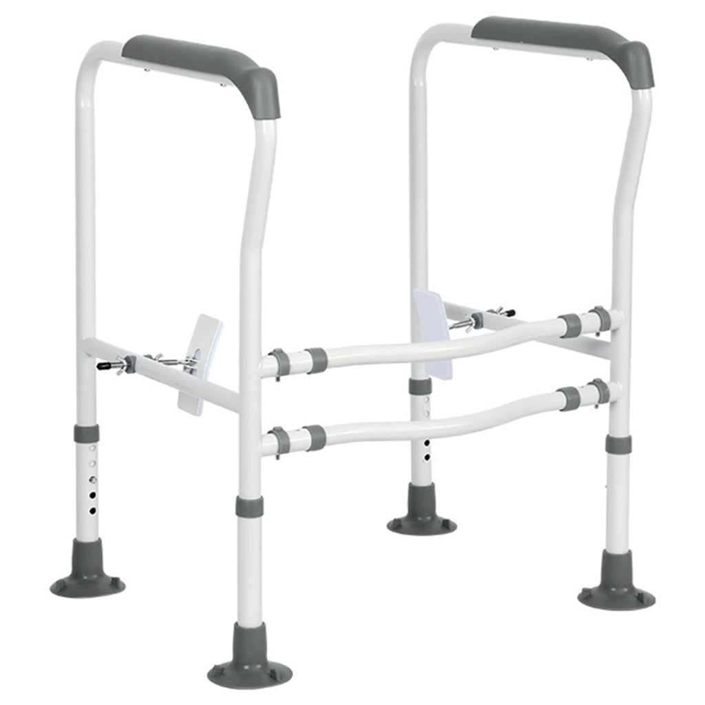 HANNEA Toilet Safety Rail Robust Carboon Steel Bathroom Safety Rail No Drill Suction Cup Toilet Safety Frame for Elderly Adjustable Height & Width Design Bathroom Safety Support for Elderly