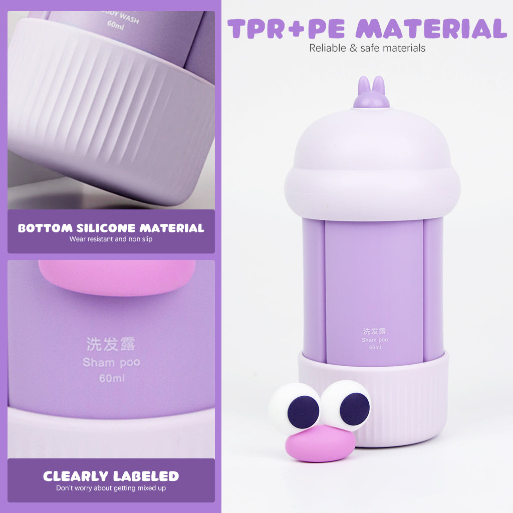 MAYCREATE Travel Bottles Set, 4Pcs 60ml Silicone Travel Bottles Modular Toiletries Containers Leaking Proof Flip-up Lids Design for Shampoo, Shower Gel, Body Lotion, Face Cream, Moisturizer